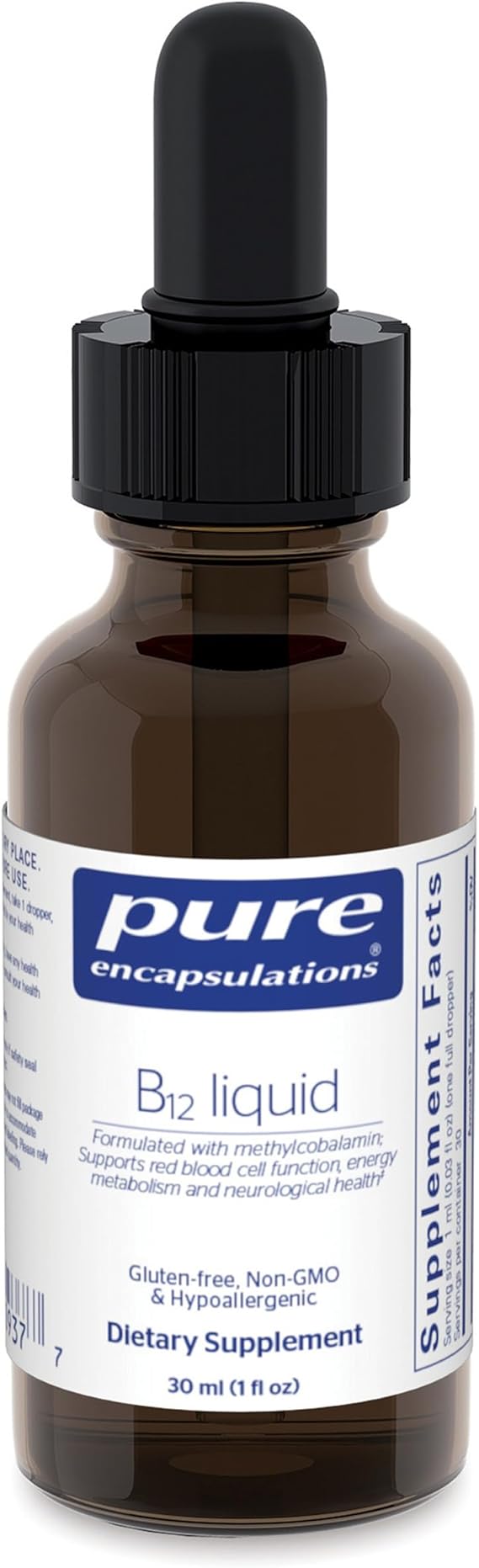 Pure Encapsulations B12 Liquid, 1 fl. oz. | 1,000 mcg Vitamin B12 (Methylcobalamin) Supplement to Support Nerves, Immune Health, Energy, and Cognitive Function*