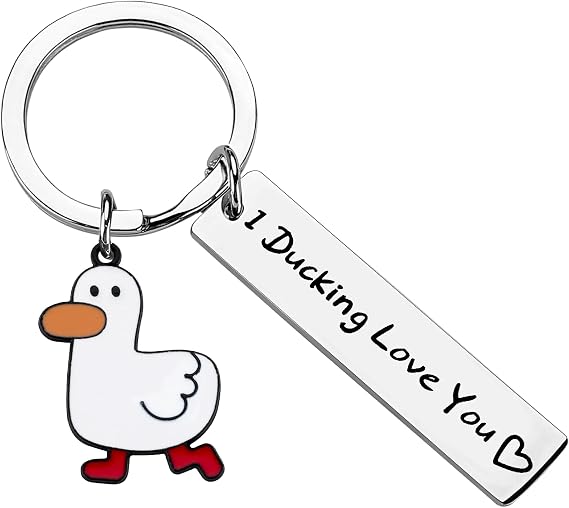 PLwelth Duck Keychain for Couples Cute Keyring for Duck Lovers Funny Keychin for Car Backpack Gifts for Her Him Birthday