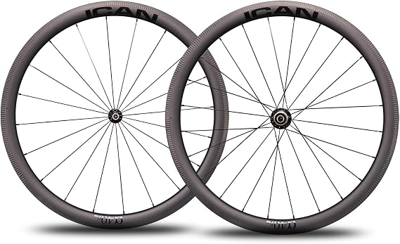 ICAN Alpha 40/50/55 Pro 1421g/1502g/1521g Carbon Road Bike Wheelset 700C Rim Brake Clincher Tubeless Ready