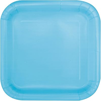 Powder Blue Solid Square Dinner Plates - 9 Pack of 14 - Elegant & Durable Design - Perfect for Any Occasion