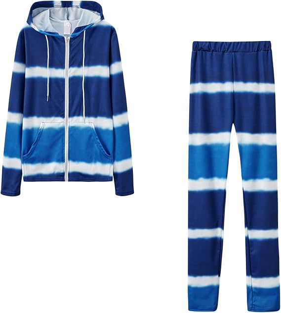 Lastesso 2 Piece Lounge Set Women Color Block Sweat Suit Long Sleeve Zip Up Hoodie Tops Lightweight Pants Cute Track Suit