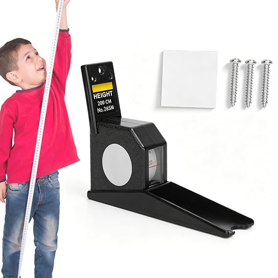 2M/6.6FT Retractable Height Stature Meter, Accurate Measuring Tape Ruler ABS Portable Home Measuring Tool for Adults and Children (Black)