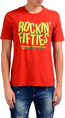 ARMANI JEANS AJ Rock in Fifties Mens Red Crewneck T-Shirt US XL IT 54;