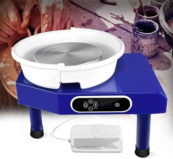 350W Electric Potter's Wheel, Ceramic Pottery Wheels Heavy Duty Pottery Forming Machine with Foot Pedal and LCD Touch Screen (Blue)