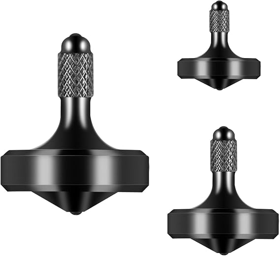 Exquisite Metal Spinning Top,Nicely Machined Fidget Toy (Black, 3PCS L+M+S)