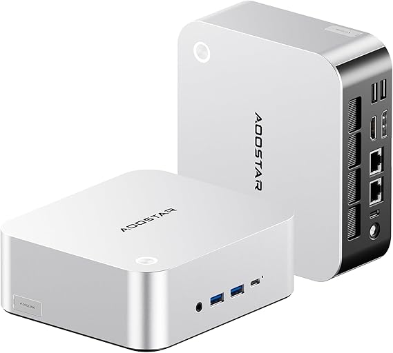 AOOSTAR MACO Mini PC gaming R7 6850H (8C/16T 4.70Ghz),24GB LPDDR5-6400Mhz RAM 1TB PCIE4.0 NVME SSD mini computer,3 *M.2 Slots,Dual USB4+Oculink, Quad Display 8k@60Hz,6 USB ports,Fingerprint unlock