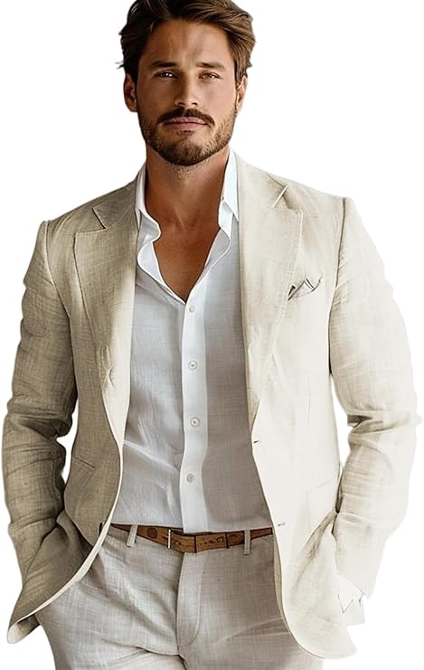 Men's Linen Blazer Lightweight Regular Fit Sport Coat | Breathable Summer Casual Suit Jacket