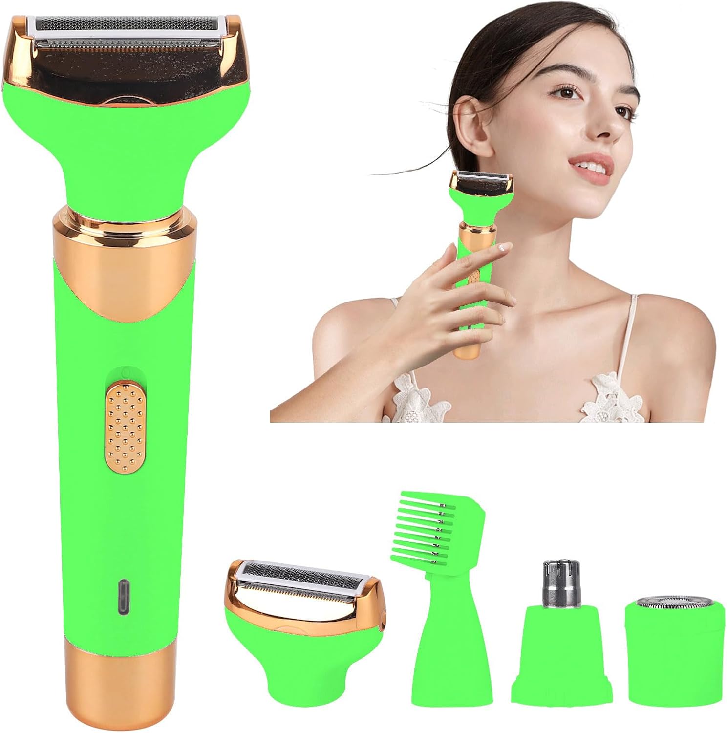 Electric Shaver for Women & Men,2025 Wet & Dry Cordless Razor，Rechargeable Facial Hair Remover & Bikini Trimmer, Smooth & Silky Body Shaver with 4 Grooming Attachments for Nose, Face White