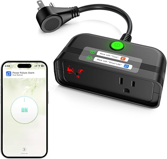 Power Failure Alarm WiFi, Outdoor Power Outage Alarm, App Alert, Loud 110dB | Smart Power Outlet Alarms, For Freezer, Sump Pump, Auto Drip Irrigation, Greenhouse, Pond Pump