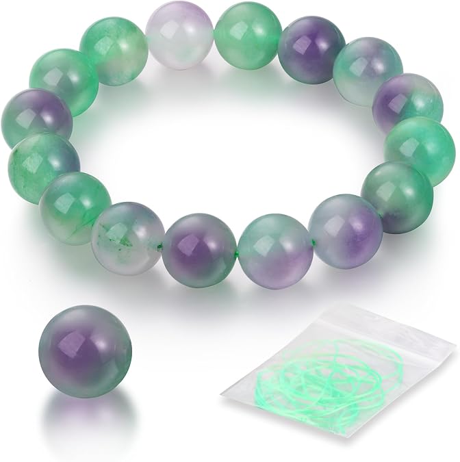 Handmade Natural Jade Beaded Bracelet for Women & Men Genuine Green/White Jade Gemstone Stretch Bracelet Lucky Energy Healing Jewelry Gift for Peace, Prosperity & Protection GP