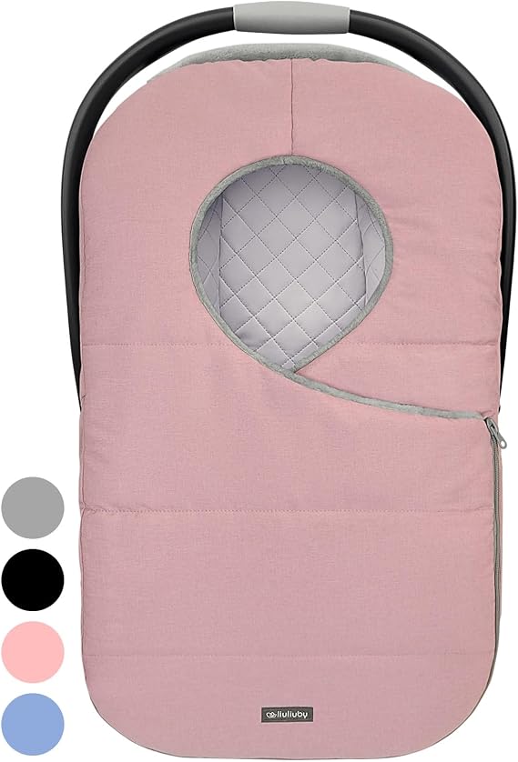 liuliuby Winter Baby Car Seat Cover - Cold Weather Insulated Carseat Bunting Bag/Blanket Accessories for Newborn & Infant - Keeps Babies Warm and Cozy - Carrier Canopy for Boys & Girls Pink