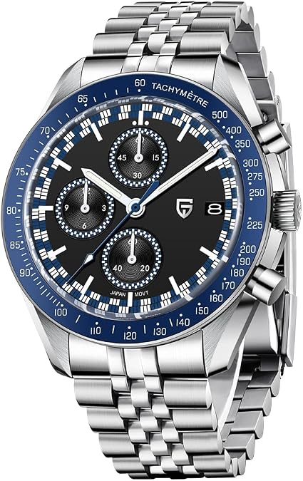 HaiQin Pagani Design 1816 Watches for Men VK67 Movement Stainless Steel Band 100M Waterproof Fashion Elegant Quartz Wrist Watch Man Analog Chronograph Wristwatch