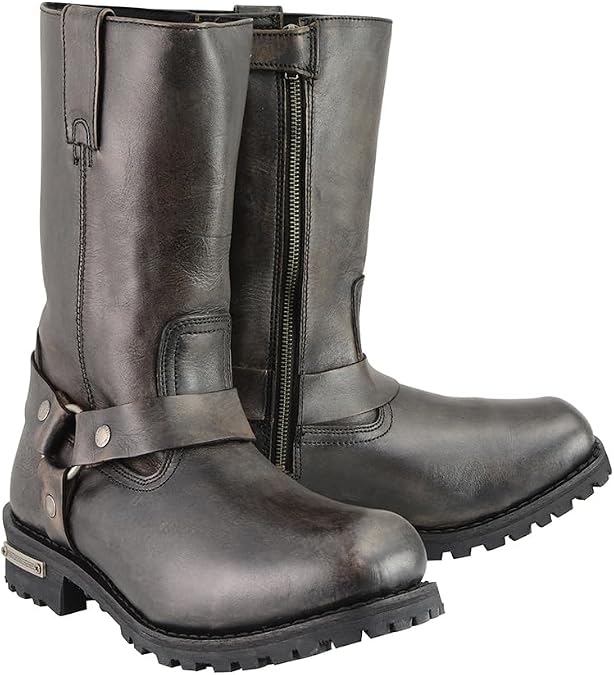 Milwaukee Leather Men's Distressed Brown Classic Harness Motorcycle Boots