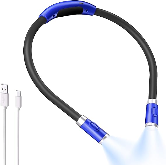 LUXJET Neck Reading Light & Book Lights - 3 Color & 6 Brightness, Flexible Arm, 80H Rechargeable - Christmas Gift White Elephant Gifts for Book Lovers