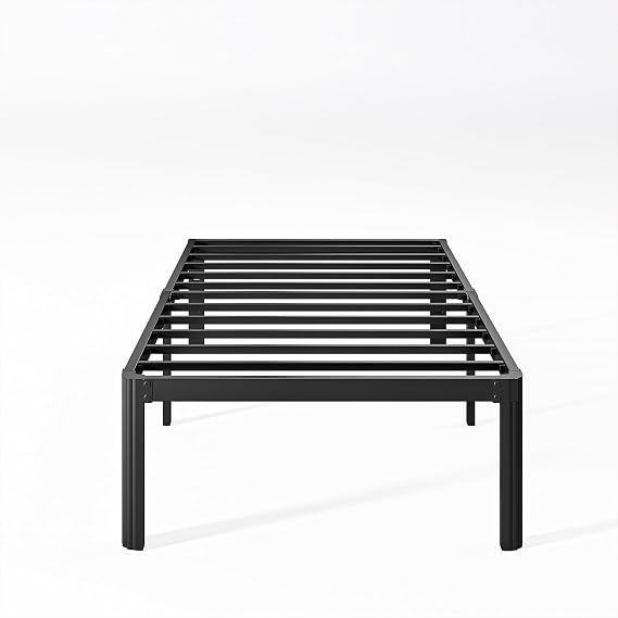 16 Inch High Platform Twin Bed Frame No Box Spring Needed, Metal Bed Frame Twin, Noise Free, Easy Assembly, Heavy Duty, Black