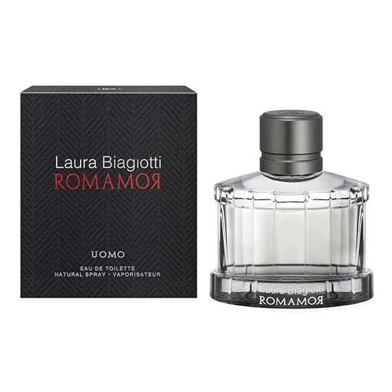 Laura Biagiotti Romamor - Cologne for Men - Amber Woody Fragrance - Perfume for Men with Grapefruit, Black Pepper, Vetiver and Ginger - 2.5 oz