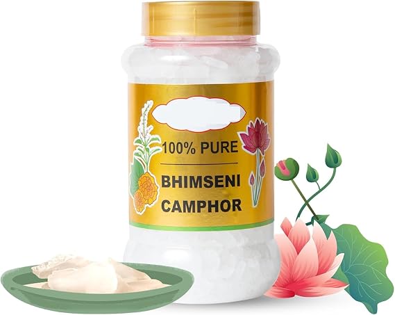 Generic Bhimseni (Original) Solid Camphor 100 gm Jar - Pack Of 1 | 100% Pure | For Puja, Aromatherapy & Air Freshener | Sweet Fragrance