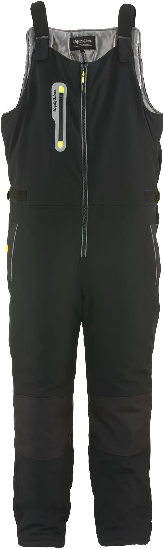 RefrigiWear Mens HiVis Extreme Insulated Bib Overalls -60F Winter Overalls for Men - Water-Resistant Insulated Work Bibs