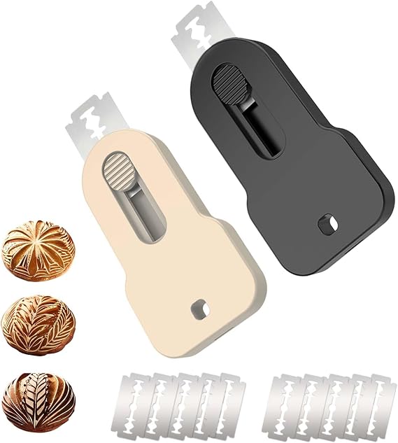 Bread Lame Scoring Tool Retractable Magnetic 2 Pack Sourdough Scorer with 10 Stainless Steel Blades / Razor for Professional Bakery Artisan Breads Making Sour Dough Cutter Knife Baking Accessories
