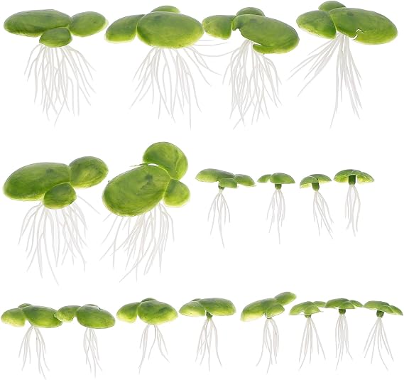 18pcs Floating Fake Duckweed Aquarium Plants Ornament Mini Simulation Water Plants for Fish Tank Decor Aquatic Ornaments Artificial Leaf