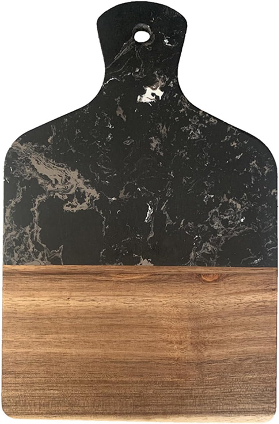 Wood and Black Marble Cutting Board for Kitchen Decor,Serving Board for Steak Fruits with Handle,Chopping Board for Bread As Serving Trays Best Gift for Chef Black