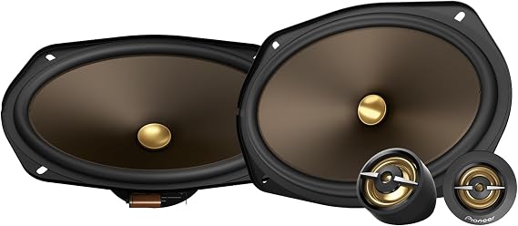 Pioneer A-Series MAX TS-A693CH 2-Way Component Car Audio Speaker, Full Range, Clear Sound Quality, Easy Installation, Enhanced Bass Response, Full Gold Color, 6" x 9" Oval Speaker