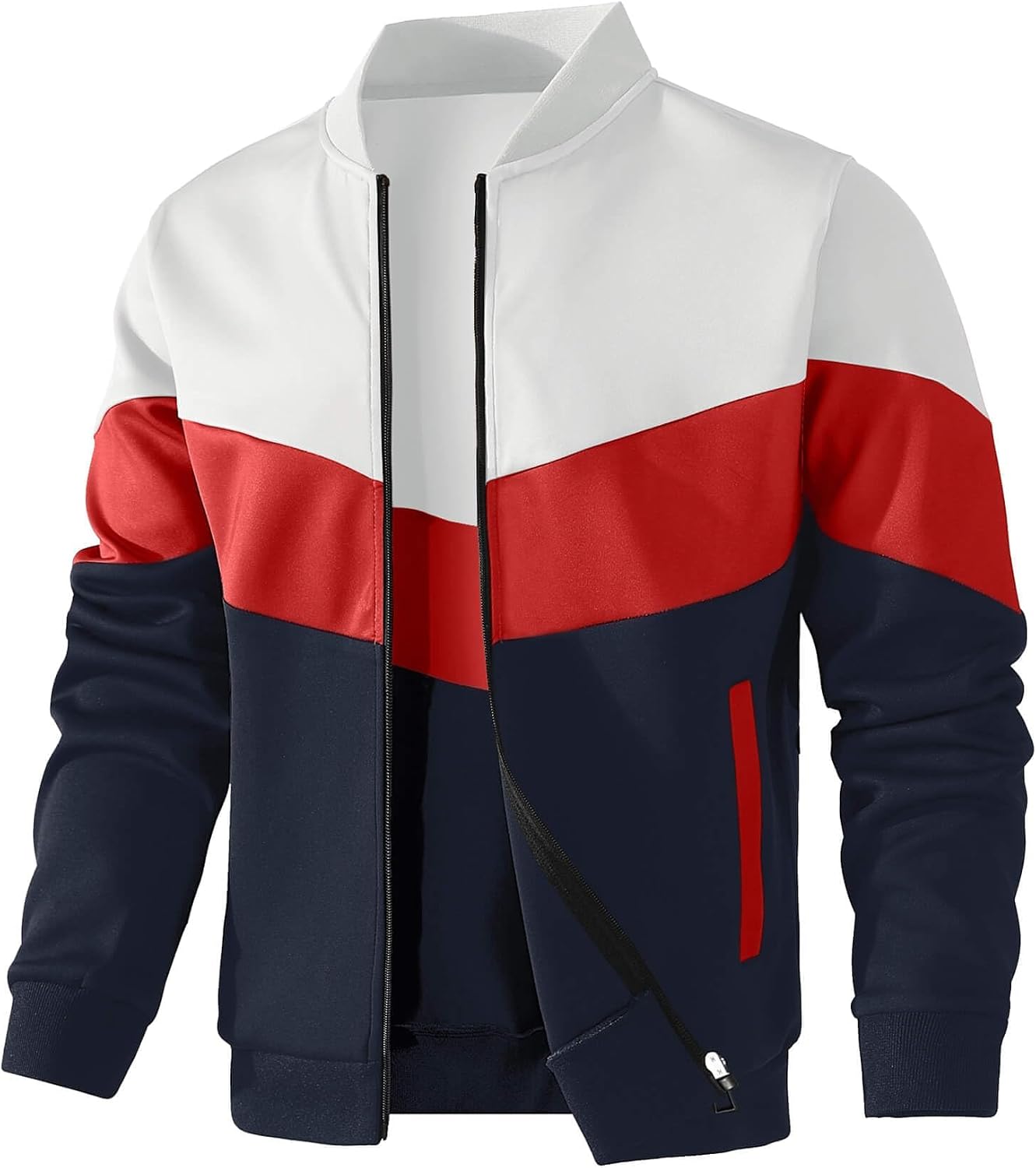 HYPESTFIT Men's Lightweight Bomber Jacket Color Block Varsity Coat Casual Jacket