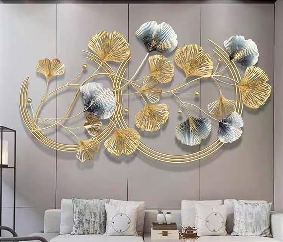 Metal Wall Art, Large Ginkgo Leaf Metal Wall Decor, Housewarming Party Decor, Modern Wall Sculptures Home Decor for Living Room Bedroom Dining Room