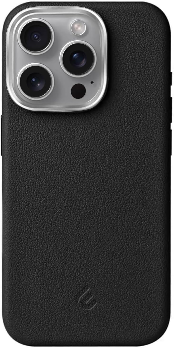 Hybrid Silicone Case with Metal Keys and Metal Lens Frame with Unscratched and Fingerprint-Free Leather Look Compatible with MagSafe for Minesk iPhone 16 Pro Black, 16 Pro