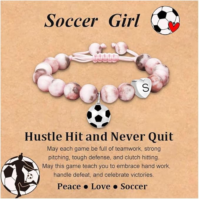 Fervia Bracelets for Girls Volleyball/Softball/Basketball/Golf/Baseball/Soccer/Football Bracelet Heart Initial Gifts Sports Accessories Jewelry Gift Ideas for Teen Girls Kids