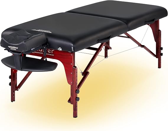 Master Massage 71CM Montclair Pro Portable Massage Table Package, Memory Foam Cushioning, Reiki Panels, Shiatsu Cable Release- Tattoo Table, Spa Bed, Facial Bed (Black with Ambient Light)