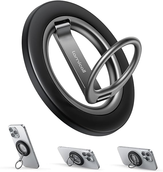 Lamicall for MagSafe Magnetic Phone Ring Grip - 360 Rotation Stand Holder | Super Magnet Finger Grip Holder Kickstand for iPhone 17 16 15 14 13 12 Pro Max Air Androids, Cellphone Mag Safe Accessories