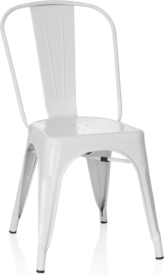 hjh OFFICE Metal Bistro Chair Stackable Kitchen Chair Industrial Design