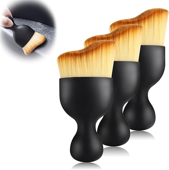Car Cleaning Brush 3 Pack for Interior Detailing, Soft Bristle Car Detailing Brush Effectively Clean Dashboard Air Vents Seats Gaps and Hidden Dust, Ergonomic PP Handle Car Accessories