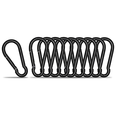 Small Carabiner Clip Hook, 1.57 inch 10 pcs Black Heavy Duty Spring Snap Hook Key Chain, Carabiners Clips for Outdoor Camping, Swing Set, Hammock, Hiking Travel, Fishing, Quick Link Keychain