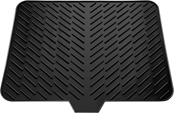 Silicone Dish Drying Mat for Kitchen Counter, Black-1pcs, 23" x 17"