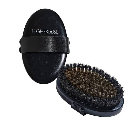 HigherDOSE Copper Dry Brushing Body Brush, Boost Lymphatic Drainage | Ion-Charged Dry Brush, Daily Use, Exfoliating Body Scrubber to Boost Circulation for Glowing Skin, Cellulite Massage Tool
