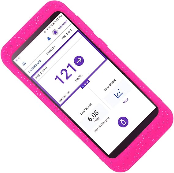Mix Silicone Case for Omnipod 5 Receiver (Continuous Glucose Monitoring) (Glitter Hpink)