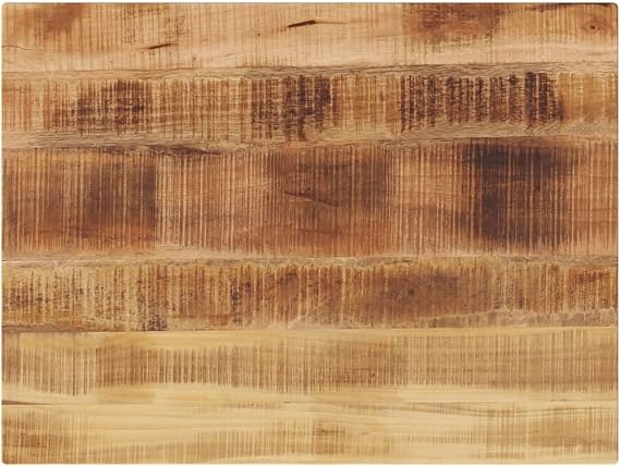 Rectangular Table Top Made of Rough Solid Mango Wood, 80 x 60 x 1.5 cm, Durable Desk Top for Dining Room, Kitchen and Office