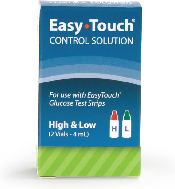 Easy Touch Control Solution Glucose Monitor Kit, Hi & Low, 2 Vials, 4 ml Each | Compatible with EasyTouch Glucose Monitoring System, 4 mL Each
