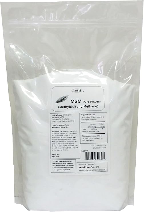 MSM (Methylsulfonylmethane) Pure Powder (4000 Grams (8.8 lb))