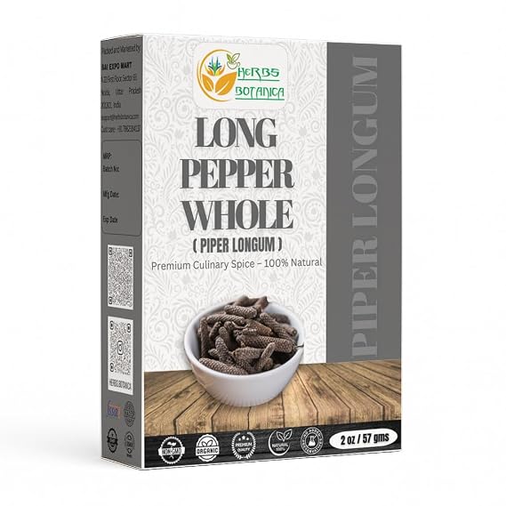 Herbs Botanica Long Pepper Whole Premium Indian Long Peppercorns (Piper Longum) for Authentic Flavor in Culinary & Ayurvedic Use, Perfect for Grinding, Spice Blends, and Cooking 2 oz