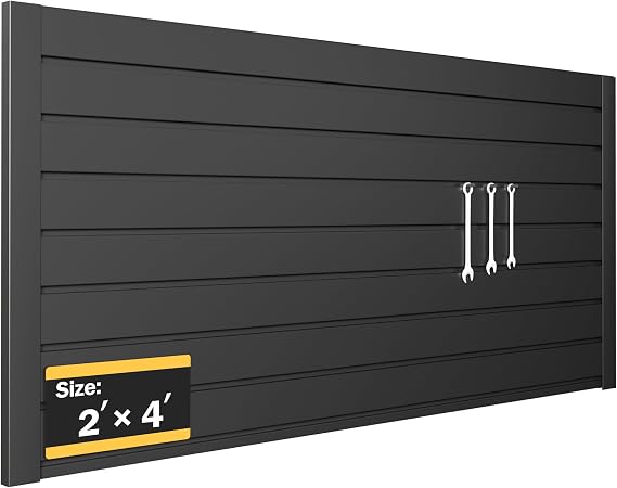 RORA Slat Wall,2x4 ft Slatwall,Black Garage SlatWall Storage Systems | Heavy Duty Slat Wall Paneling,PVC Satwall Panel,Board for Storage,Display