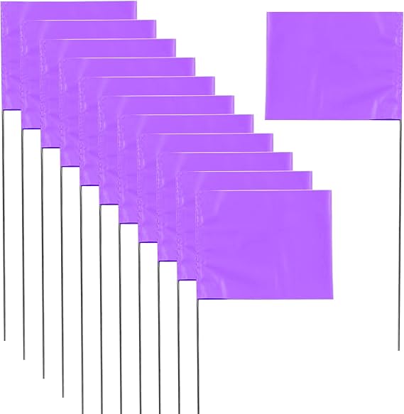 Marking 30 Pack Yard Flags - 12 x 2.5 x 3.5 Inch Landscape Flags for Lawn, Survey, Sprinkler, Irrigation (Purpul)