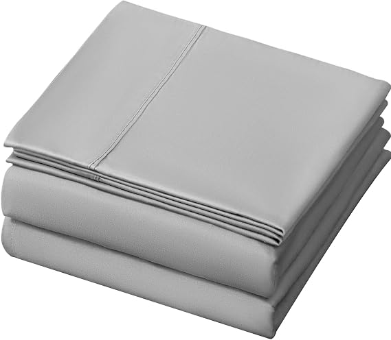 LBRO2M 1000 Thread Count 100% Cotton Sheets Set,Full Size Bed Sheet 4 Piece Sets,16 inches Deep Pocket,Cool,Warm (Grey)