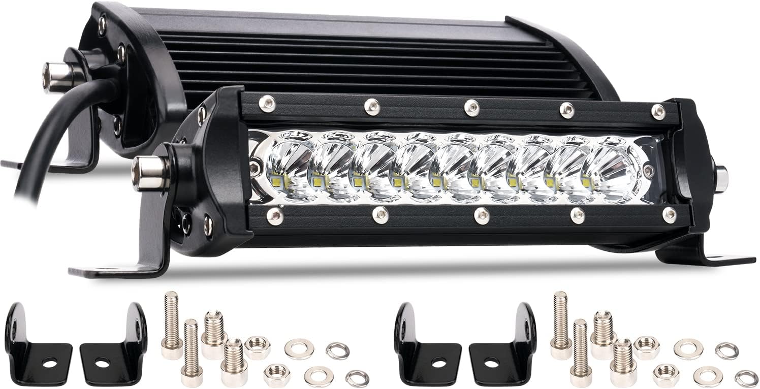 YCHOW-TECH 2PCS 6 inch LED Light Bar Slim Single Row Design 144W Spot Off Road Driving Lights Thin LED Light Bar Waterproof Bumper Grille Roof Lights for Trucks UTV ATV Pickup RZR