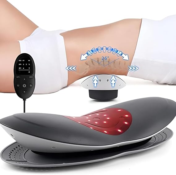 Waist Massage - Electric Heated Lumbar Massager for Waist Back Pain, 26 Oscillating Lumbar Traction Massager, Heating, Vibrating and Adjustable Back Stretcher (Black)