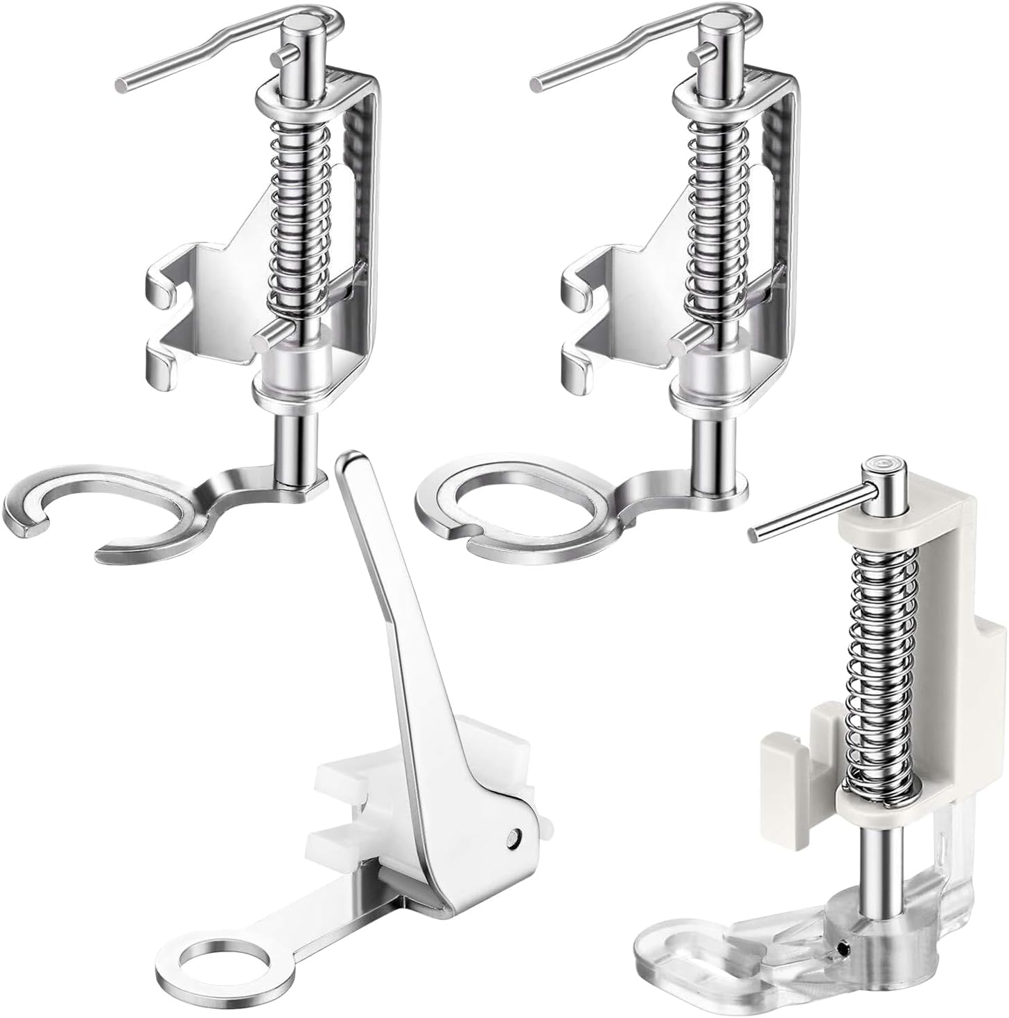 4 Pcs Free Motion Foot for Sewing Machine,Metal Hand Sew Quilting Presser Embroidery Walking Feet Darning Machines Accessories Kit,Piping Stitch Foot Large Attachments for Brother Singer and Fits More