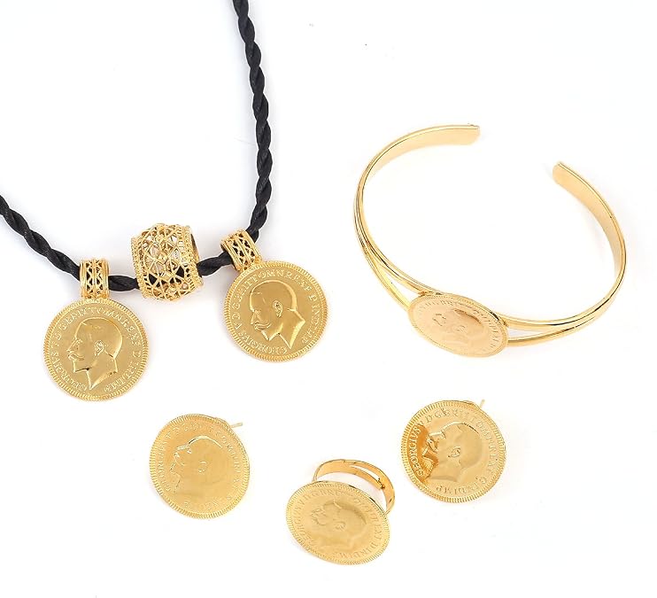 African 24K Gold Coin Jewelry Sets Ethiopian Coin Set Necklace Jewelry