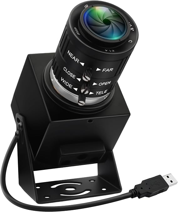 48MP 8K Ultra HD USB Camera, 3.6-10mm 3X Manual Zoom Lens, Plug and Play Close-up Webcam for Lightburn, Laser Engraver, Document Scanning & Face Recognition